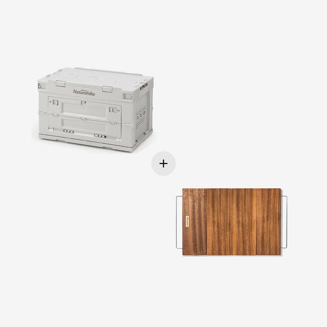 50L Folding Storage Box & 50L Folding Storage Box Wood Top-Bundle