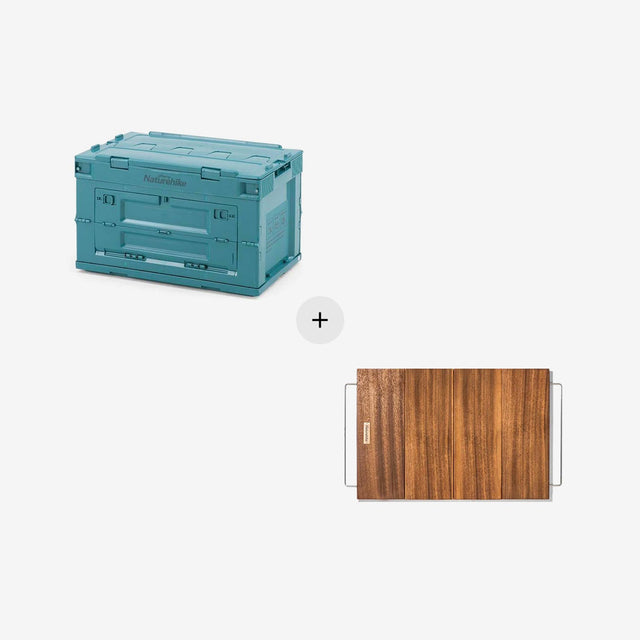 50L Folding Storage Box & 50L Folding Storage Box Wood Top-Bundle